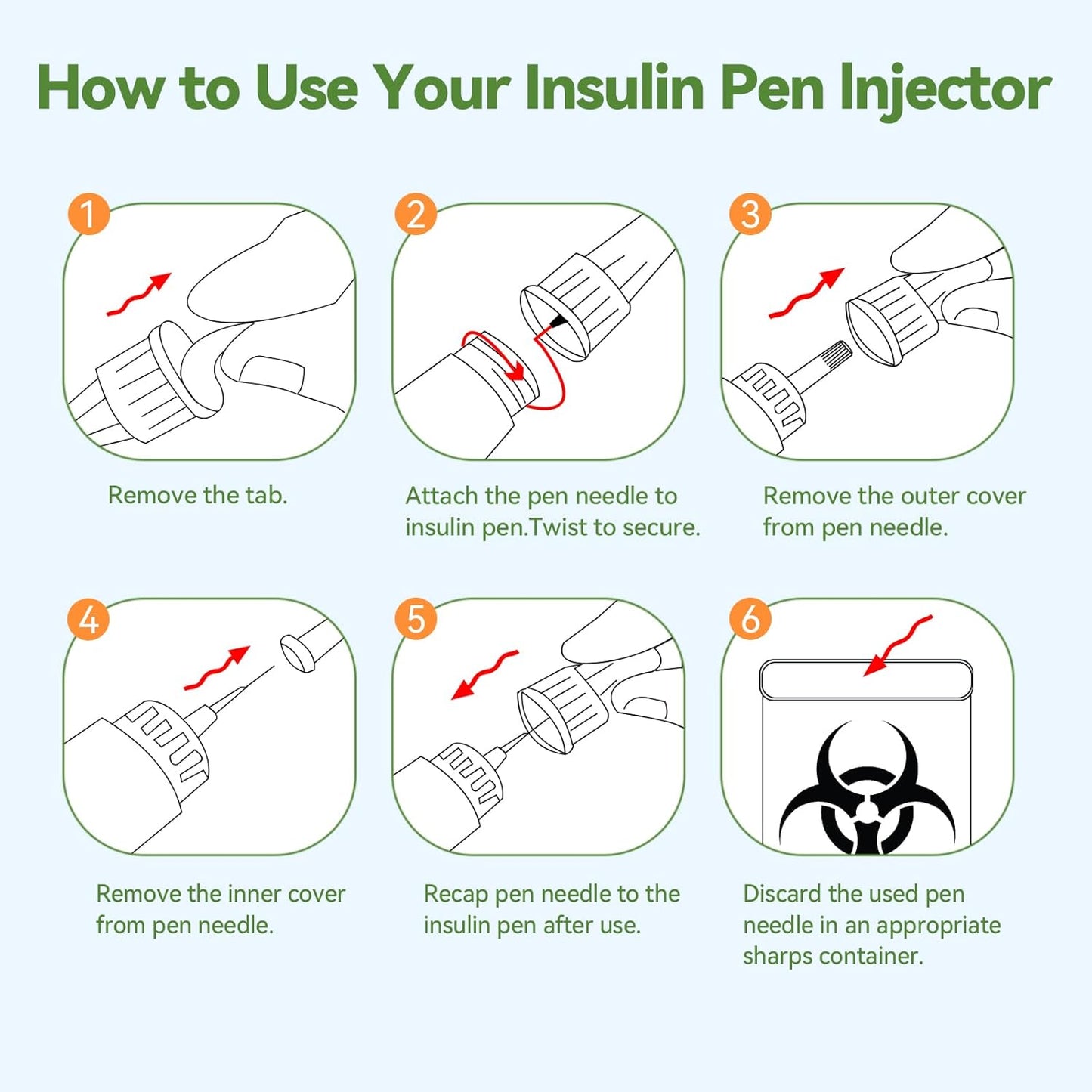 Insulin Pen Needle 32G 4 mm (5/32”), 100 Count, Universal Fit Compatible with Most Pen Injector Device, Ultra-Thin for Comfortable Insulin Injection