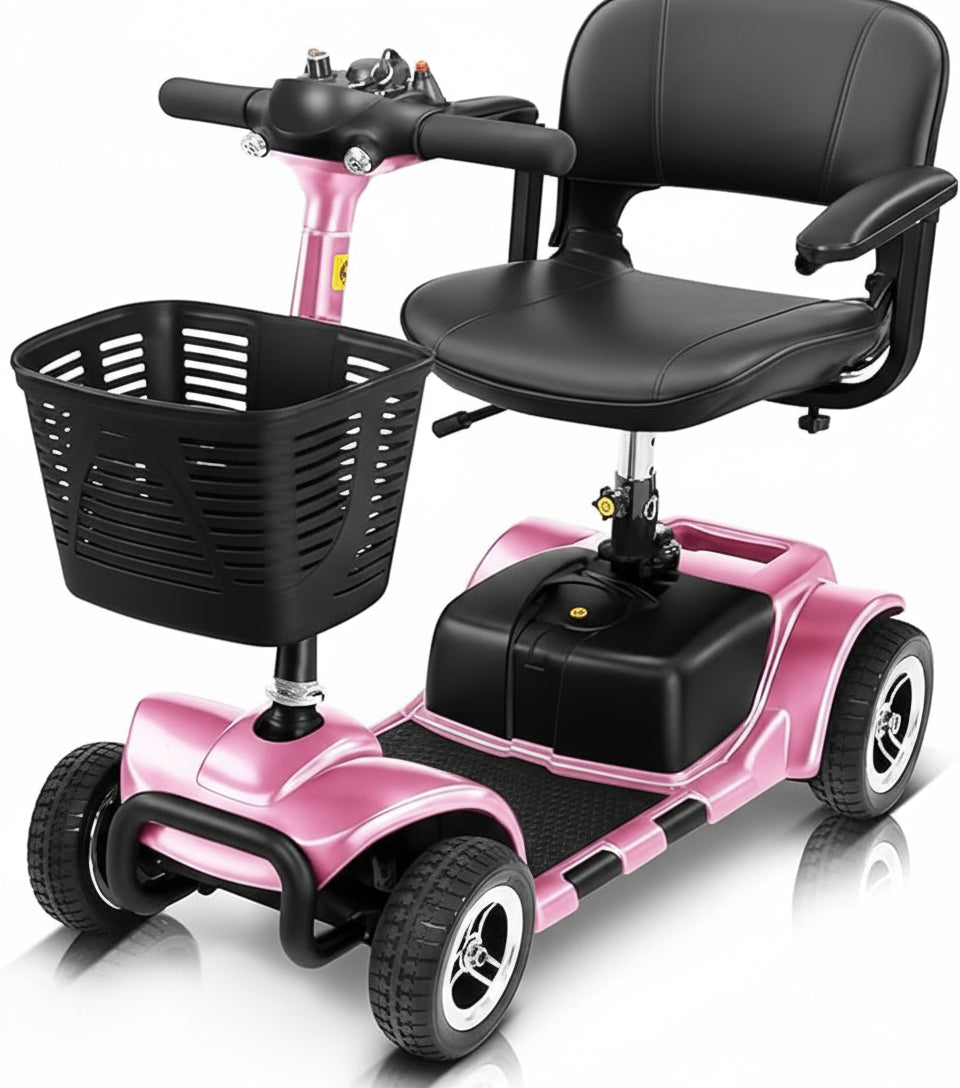 Vive 4 Wheel Mobility Scooter - Electric Powered Wheelchair Device - Compact Heavy Duty Mobile for Travel, Adults, Elderly - Long Range Power Extended Battery with Charger Included (Limited Edition)