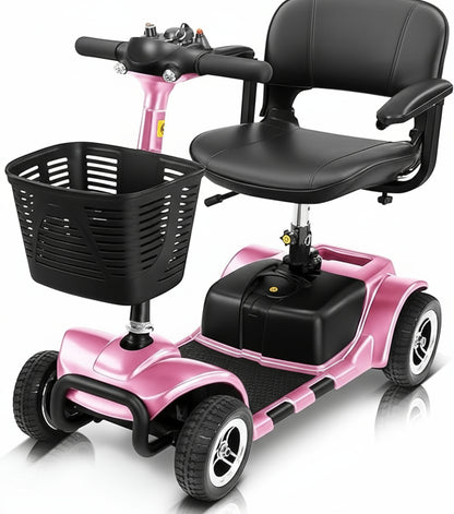 Vive 4 Wheel Mobility Scooter - Electric Powered Wheelchair Device - Compact Heavy Duty Mobile for Travel, Adults, Elderly - Long Range Power Extended Battery with Charger Included (Limited Edition)