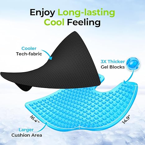 el Wheelchair Seat Cushion, Relieve Sciatica, Back, Coccyx, Pressure Sore and Ulcer Pain, Refreshing Ergonomic Chair Cushion with Waterproof Silk Fabric, Anti-Slip Cover