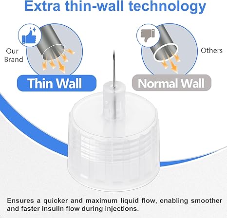 32G 5MM (3/16’’) Insulin Pen Needles, Diabetic Needles for Insulin Injections, 100 Count, Universal Fit, Compatible with Most Pen Injector Device, Super Thin for Diabetes Comfortable Injection