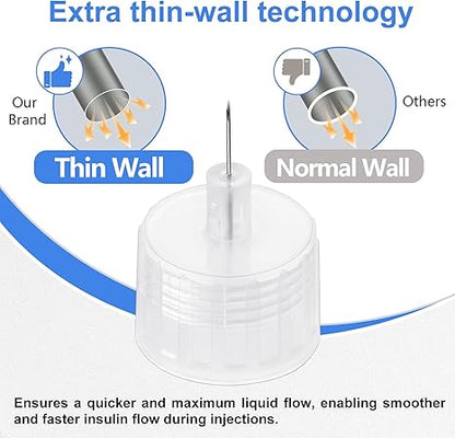 32G 5MM (3/16’’) Insulin Pen Needles, Diabetic Needles for Insulin Injections, 100 Count, Universal Fit, Compatible with Most Pen Injector Device, Super Thin for Diabetes Comfortable Injection