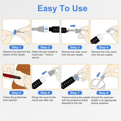 32G 5MM (3/16’’) Insulin Pen Needles, Diabetic Needles for Insulin Injections, 100 Count, Universal Fit, Compatible with Most Pen Injector Device, Super Thin for Diabetes Comfortable Injection