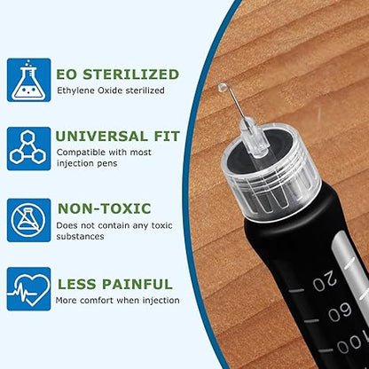 Insulin Pen Needle 32G 4 mm (5/32”), 100 Count, Universal Fit Compatible with Most Pen Injector Device, Ultra-Thin for Comfortable Insulin Injection