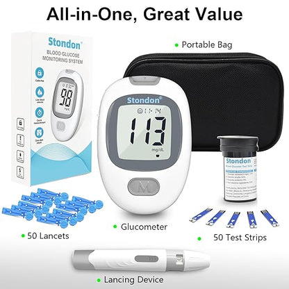 G-430 Blood Glucose Monitor Kit with 50 Test Strips,Blood Sugar Testing kit,Diabetes Testing Kit, Blood Glucose Meter, 50 Glucometer Strips, 50 Lancets, Blood Sugar Meter Glucometer for Home Use (50)