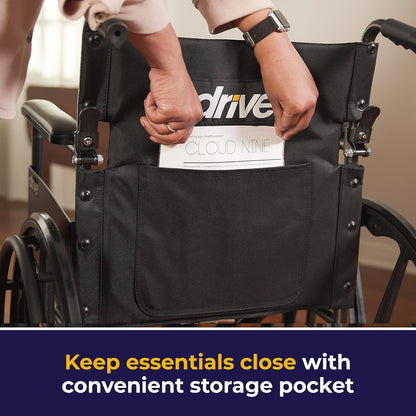 Folding Transport Wheelchair with Full Arms and Removable Swing-Away Footrest, Black