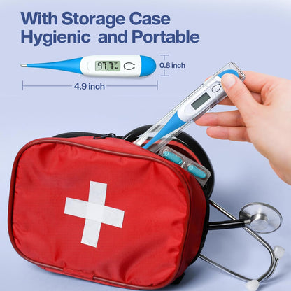 10 Seconds Oral Thermometer for Adults and Kids - Accurate & Safe Rectal Digital Thermometer for Baby with Fever Alarm (Light Blue)