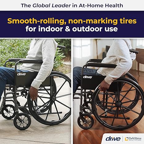 Folding Transport Wheelchair with Full Arms and Removable Swing-Away Footrest, Black