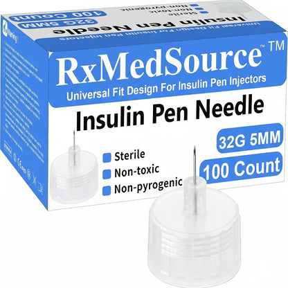32G 5MM (3/16’’) Insulin Pen Needles, Diabetic Needles for Insulin Injections, 100 Count, Universal Fit, Compatible with Most Pen Injector Device, Super Thin for Diabetes Comfortable Injection