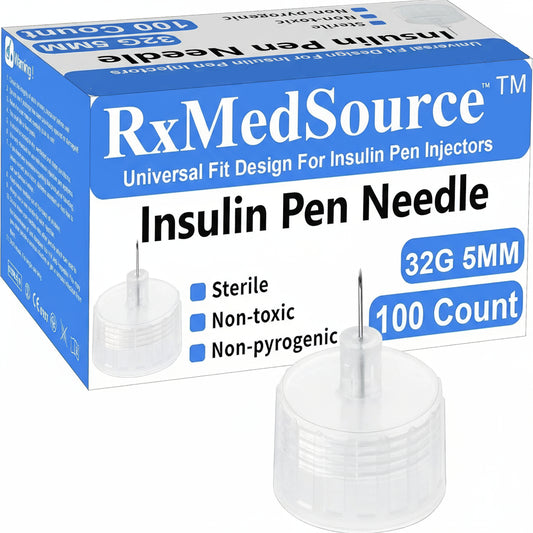32G 5MM (3/16’’) Insulin Pen Needles, Diabetic Needles for Insulin Injections, 100 Count, Universal Fit, Compatible with Most Pen Injector Device, Super Thin for Diabetes Comfortable Injection