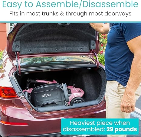 Vive 4 Wheel Mobility Scooter - Electric Powered Wheelchair Device - Compact Heavy Duty Mobile for Travel, Adults, Elderly - Long Range Power Extended Battery with Charger Included (Limited Edition)