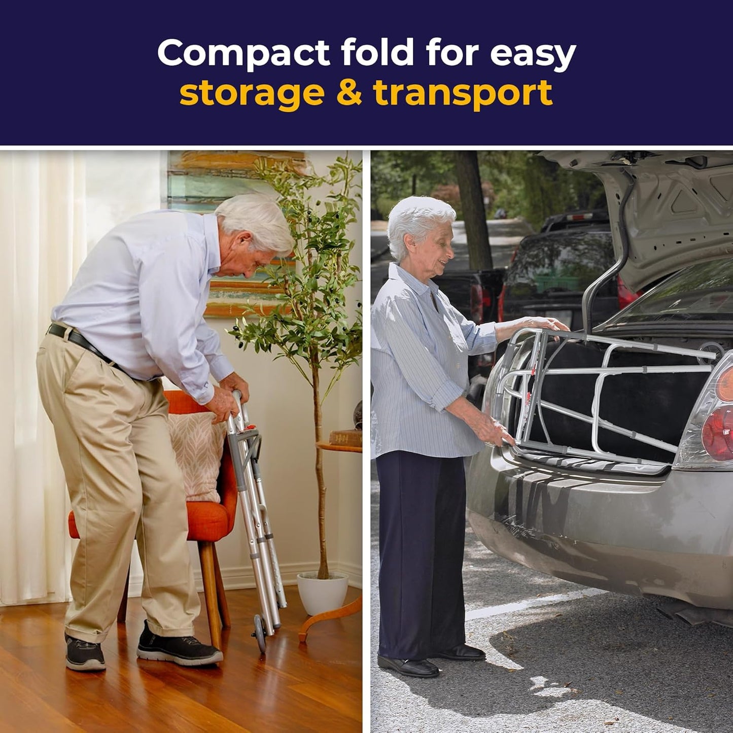 RxDrive Medical Front-Wheel Walker – Foldable, Lightweight, Senior Mobility Aid