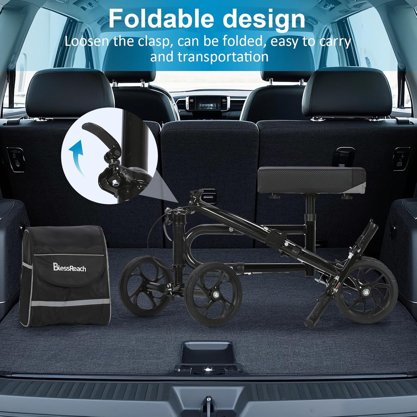 Economy Knee Scooter Steerable Knee Walker for Foot Injuries Compact Crutch Alternative with Dual Braking System