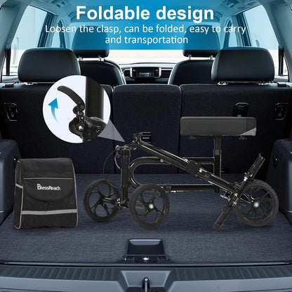 Economy Knee Scooter Steerable Knee Walker for Foot Injuries Compact Crutch Alternative with Dual Braking System