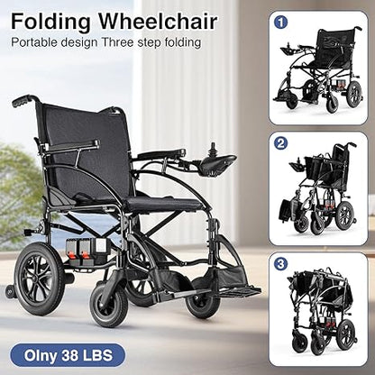 SLF30 Electric Wheelchairs for Adults, Foldable Durable Motorized Wheelchair with 19 Inch Seat and Supports Up to 300 lbs Airline Approved(40 Lbs, Grey)