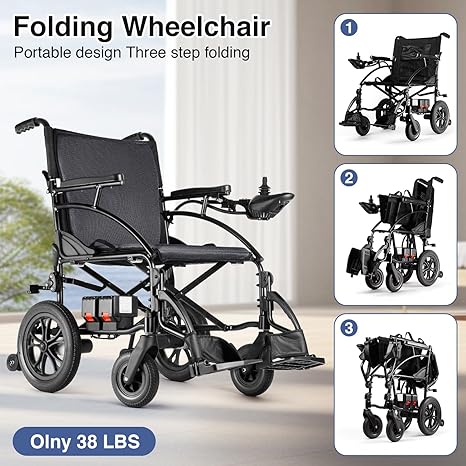 SLF30 Electric Wheelchairs for Adults, Foldable Durable Motorized Wheelchair with 19 Inch Seat and Supports Up to 300 lbs Airline Approved(40 Lbs, Grey)