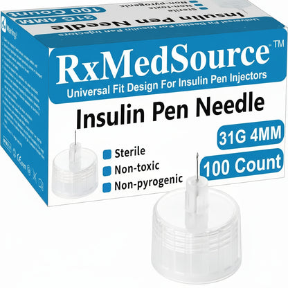 31G 4MM(5/32") Insulin Pen Needles, Diabetic Needles for Insulin Injections, 100 Count, Universal Fit, Compatible with Most Pen Injector Device, Super Thin for Diabetes Comfortable Injection