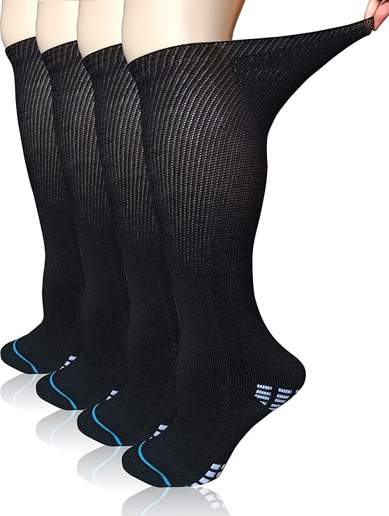 Extra Width Socks For Bariatric Diabetic For Men Women, Cast Lymphedema Socks for Swollen Foot Ankle 2 Pairs