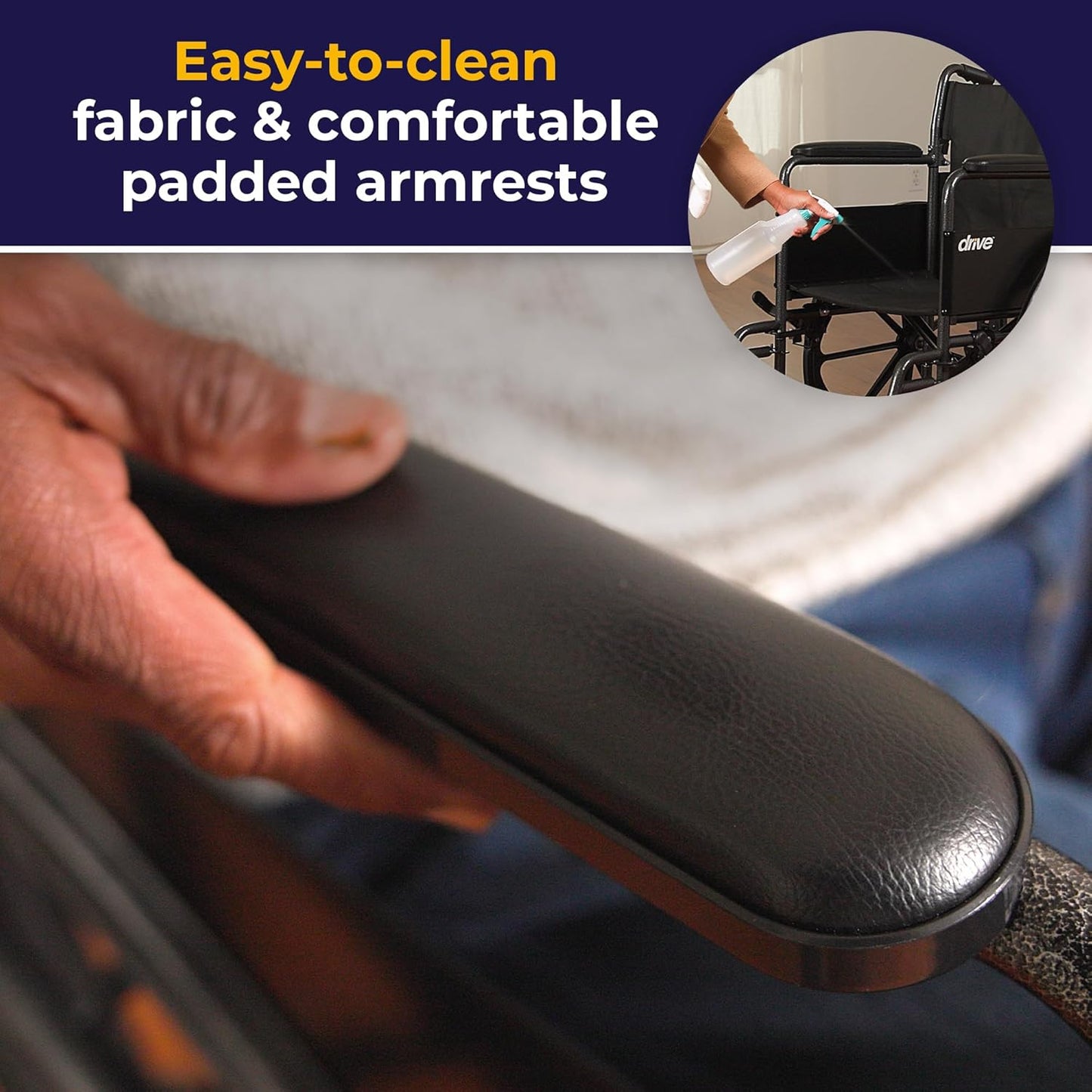 Folding Transport Wheelchair with Full Arms and Removable Swing-Away Footrest, Black