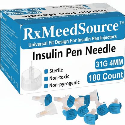 31G 4MM(5/32") Insulin Pen Needles, Diabetic Needles for Insulin Injections, 100 Count, Universal Fit, Compatible with Most Pen Injector Device, Super Thin for Diabetes Comfortable Injection