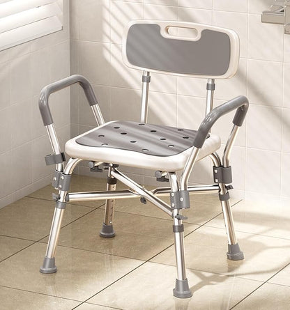 Shower Chair with Arms and Back, 550lbs Heavy Duty, Height Adjustable,- Bathtub Shower Seat Bench Stool for Inside Shower for Elderly & Disabled, Rectangular