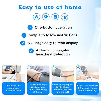 Professional Automatic BP Monitor – Upper Arm Digital Tensiometer with Heart Rate and Illuminated Display