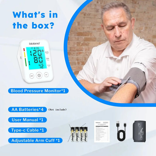 Professional Automatic BP Monitor – Upper Arm Digital Tensiometer with Heart Rate and Illuminated Display