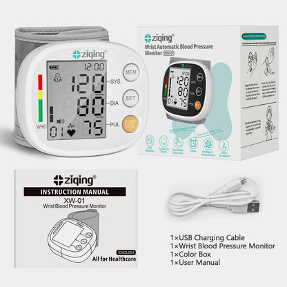 Digital Wrist Blood Pressure Monitor Automatic BP Cuff Heart Rate Machine