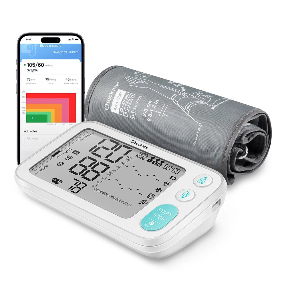 Bluetooth Upper Arm Blood Pressure Monitor – Automatic BP Machine with 7-Day BP Tracking