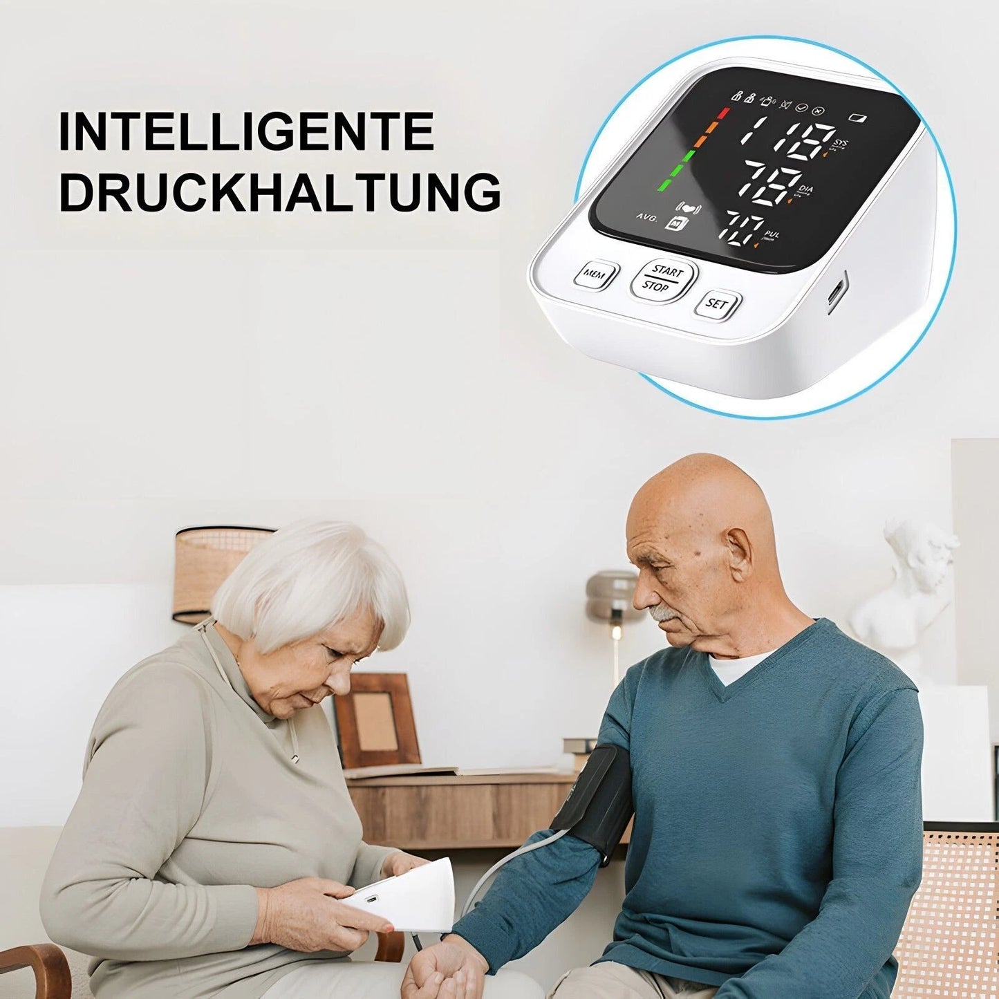 LED Digital Blood Pressure Monitor Upper Arm Heart Rate Monitor & BP Large Cuff