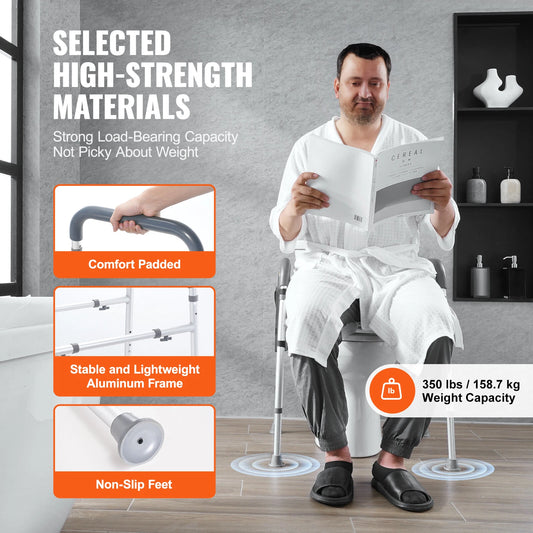Raised Toilet Seat 19.3"-25.2" 350 lbs Universal Toilet Riser for Elderly