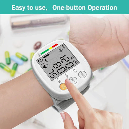 Automatic Digital Wrist BP Monitor – Compact Blood Pressure & Heart Rate Machine
