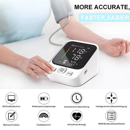 LED Digital Blood Pressure Monitor Upper Arm Heart Rate Monitor & BP Large Cuff