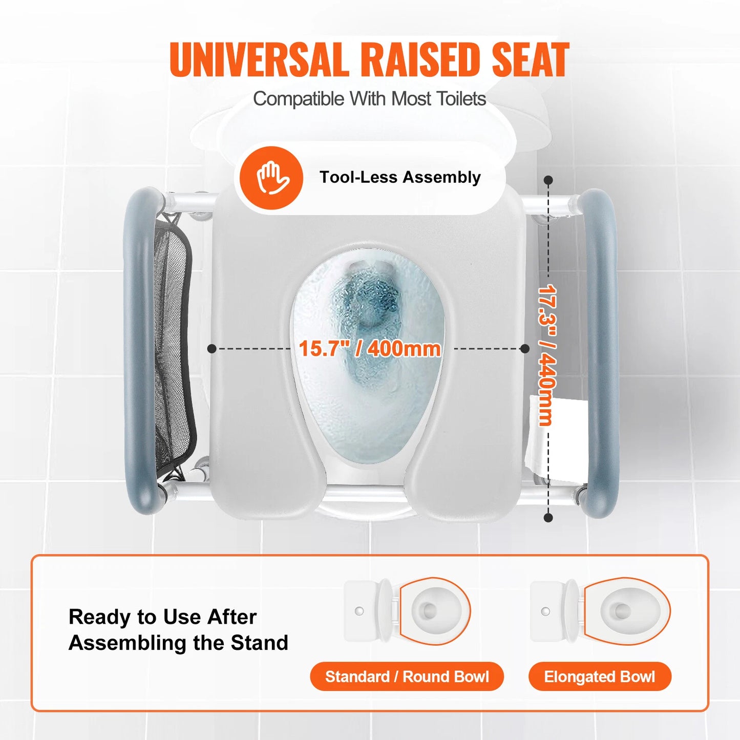 Raised Toilet Seat 19.3"-25.2" 350 lbs Universal Toilet Riser for Elderly