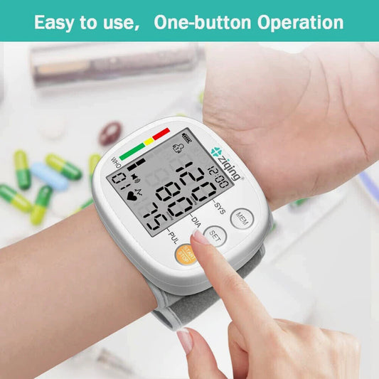 Digital Wrist Blood Pressure Monitor Automatic BP Cuff Heart Rate Machine