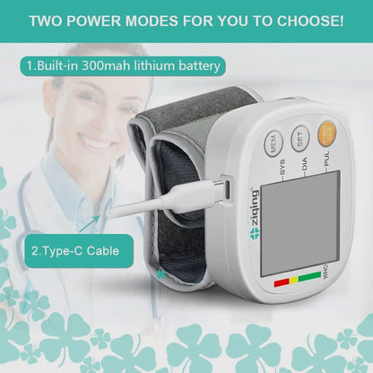 Digital Wrist Blood Pressure Monitor Automatic BP Cuff Heart Rate Machine
