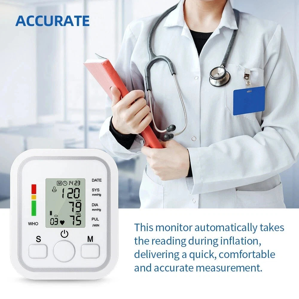 Digital Upper Arm Blood Pressure Monitor – Automatic BP Machine with Heart Rate Detection
