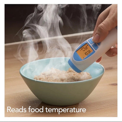 3-in-1 Non-Contact Thermometer – Forehead, Food, and Bath Temperature Measurement Device