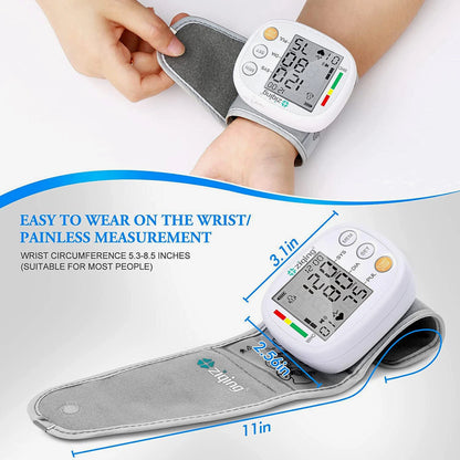 Digital Wrist Blood Pressure Monitor Automatic BP Cuff Heart Rate Machine