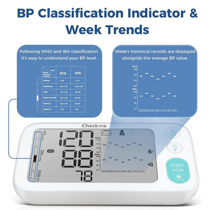 Bluetooth Upper Arm Blood Pressure Monitor – Automatic BP Machine with 7-Day BP Tracking