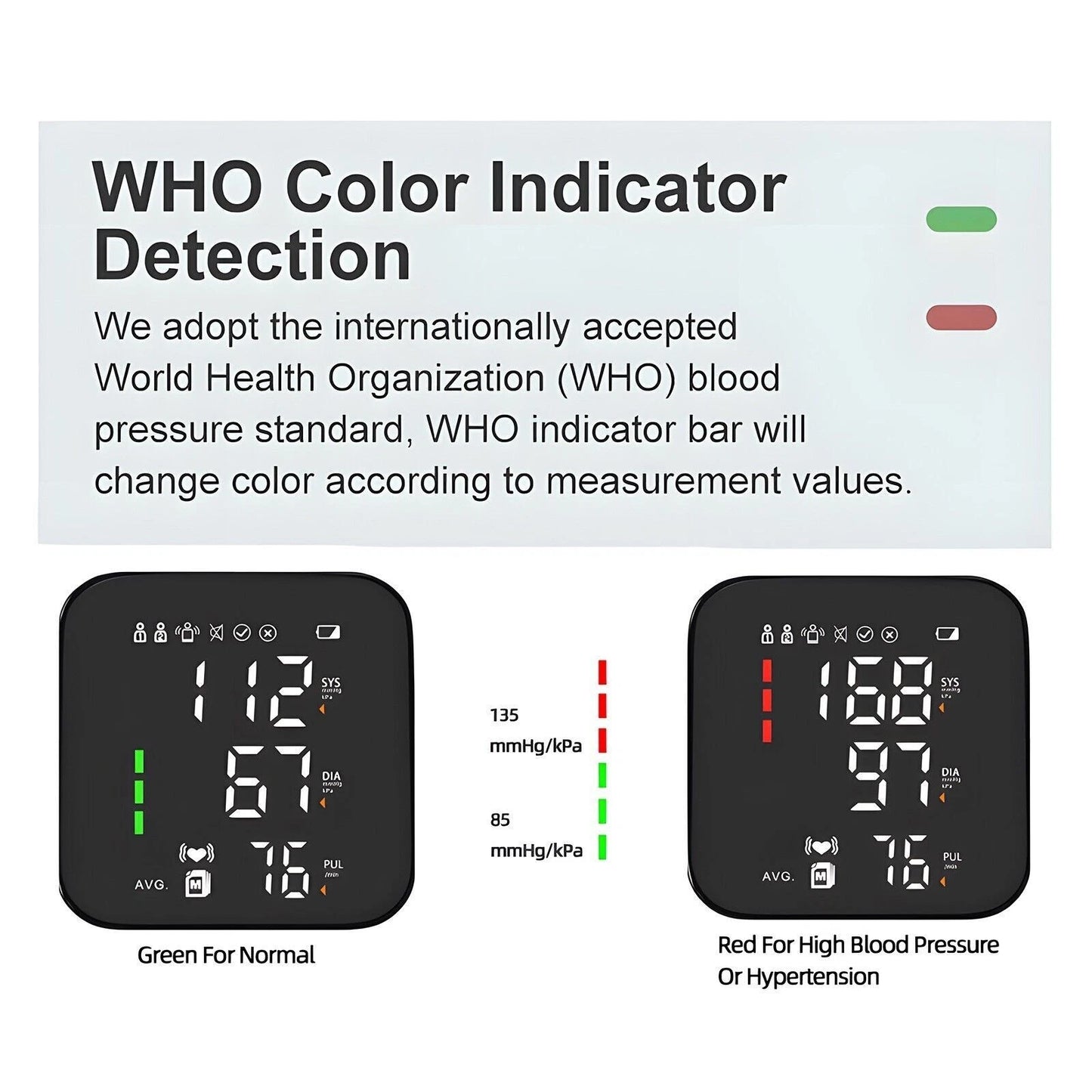 LED Digital Blood Pressure Monitor Upper Arm Heart Rate Monitor & BP Large Cuff