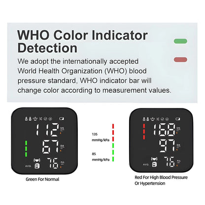 LED Digital Blood Pressure Monitor Upper Arm Heart Rate Monitor & BP Large Cuff