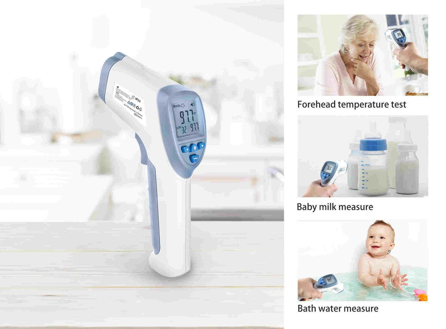 Digital Non-Contact forehead infrared thermometer Blacklight LCD Scree