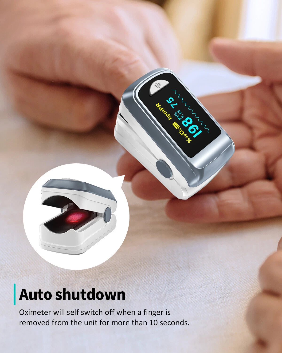 Oximeter Pulse Fingertip SpO2 Heart Rate Monitor Blood Oxygen Saturation Monitor