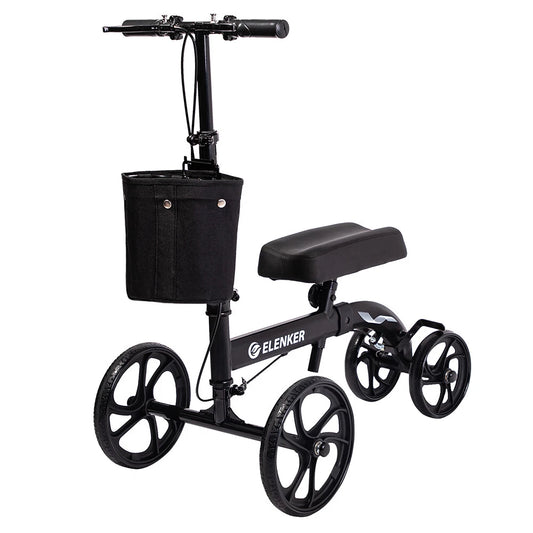 RxDeluxe Medical Knee Walker Scooter Steerable 10" Wheels Knee Scooter Blue