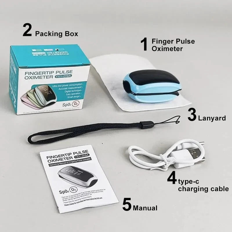 Finger Pulse Oximeter Blood Oxygen Saturation Heart Rate Measuring SpO2 Monitor