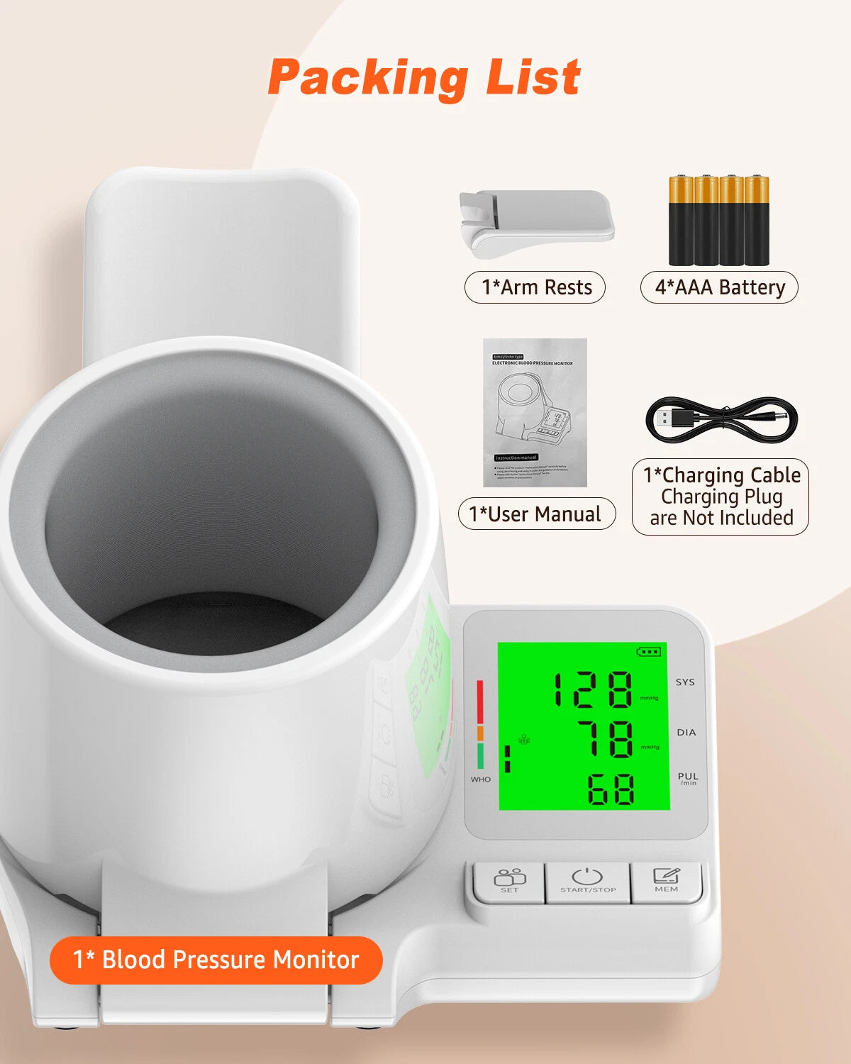 Digital Blood Pressure Monitor Blood Pressure Machine Upper Arm Rechargeable US