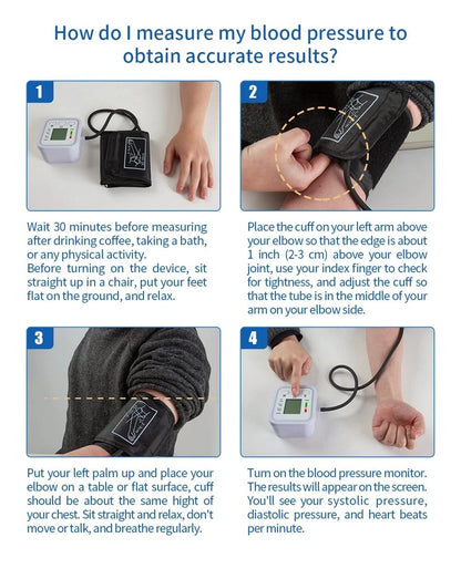Digital Upper Arm Blood Pressure Monitor – Automatic BP Machine with Heart Rate Detection