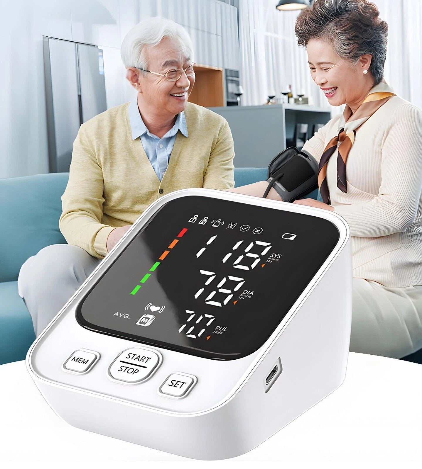 LED Digital Blood Pressure Monitor Upper Arm Heart Rate Monitor & BP Large Cuff