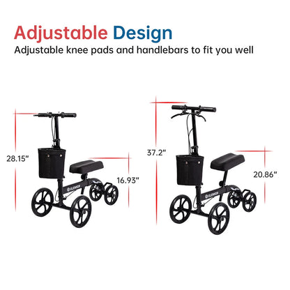 RxDeluxe Medical Knee Walker Scooter Steerable 10" Wheels Knee Scooter Blue